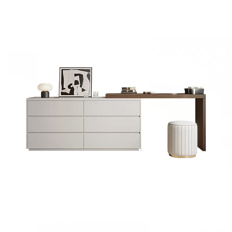 Contemporary With Drawer Solid Wood Mirror White Bedroom Make-up Vanity Makeup Vanity & Stools Walnut White Clearhalo 'Bedroom Furniture' 'furn' 'furn_makeup_vanities' 'Furniture' 'Makeup Vanities' 'makeup_vanities' 7533295
