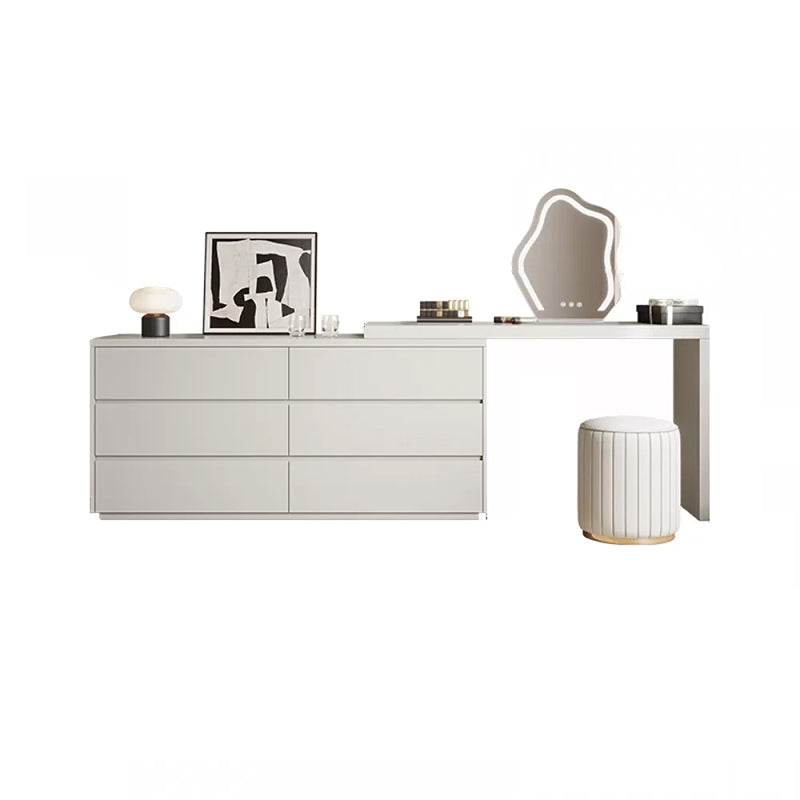 Contemporary With Drawer Solid Wood Mirror White Bedroom Make-up Vanity Makeup Vanity & Mirror & Stools White Clearhalo 'Bedroom Furniture' 'furn' 'furn_makeup_vanities' 'Furniture' 'Makeup Vanities' 'makeup_vanities' 7533298