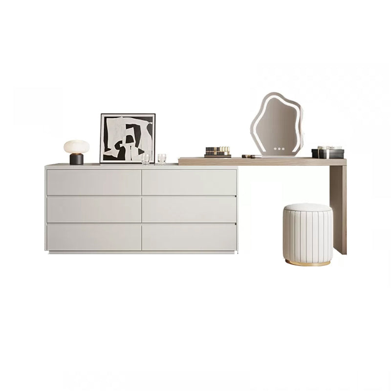 Contemporary With Drawer Solid Wood Mirror White Bedroom Make-up Vanity Makeup Vanity & Mirror & Stools Natural Wood White Clearhalo 'Bedroom Furniture' 'furn' 'furn_makeup_vanities' 'Furniture' 'Makeup Vanities' 'makeup_vanities' 7533300