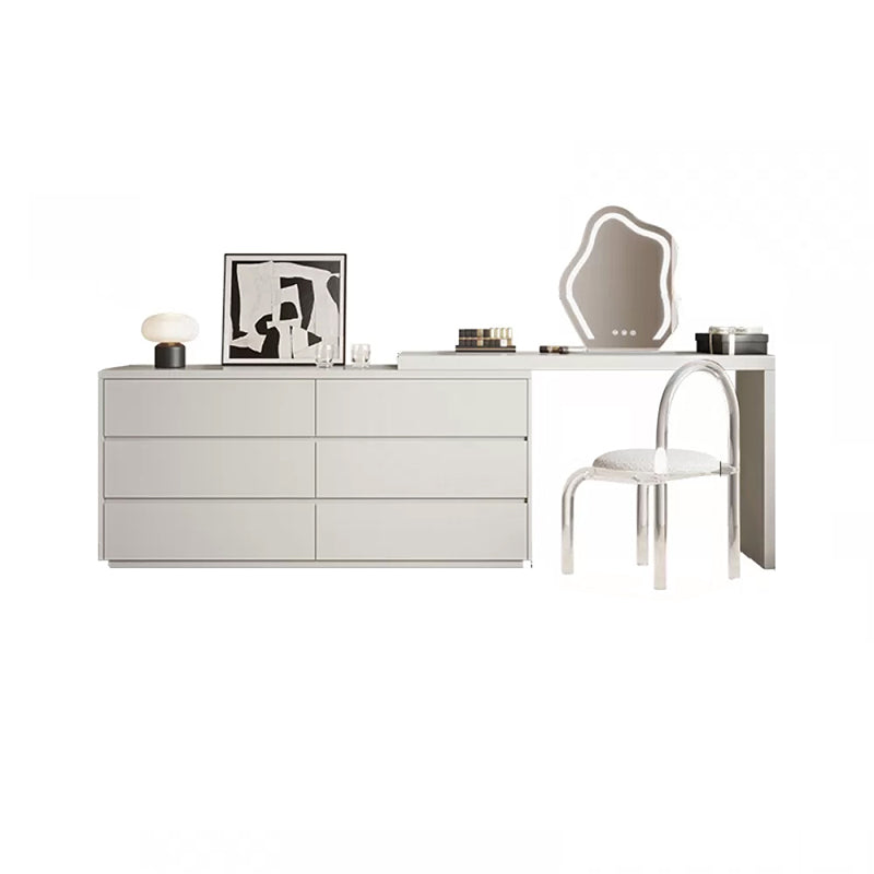 Contemporary With Drawer Solid Wood Mirror White Bedroom Make-up Vanity Makeup Vanity & Chair & Mirror White Clearhalo 'Bedroom Furniture' 'furn' 'furn_makeup_vanities' 'Furniture' 'Makeup Vanities' 'makeup_vanities' 7533303