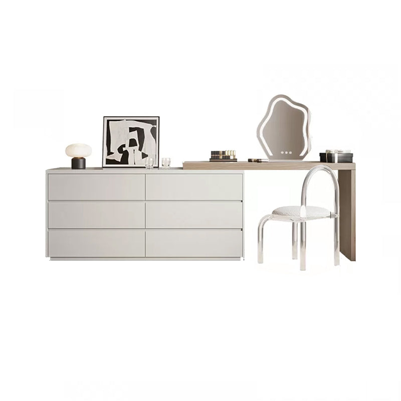 Contemporary With Drawer Solid Wood Mirror White Bedroom Make-up Vanity Makeup Vanity & Chair & Mirror Natural Wood White Clearhalo 'Bedroom Furniture' 'furn' 'furn_makeup_vanities' 'Furniture' 'Makeup Vanities' 'makeup_vanities' 7533305