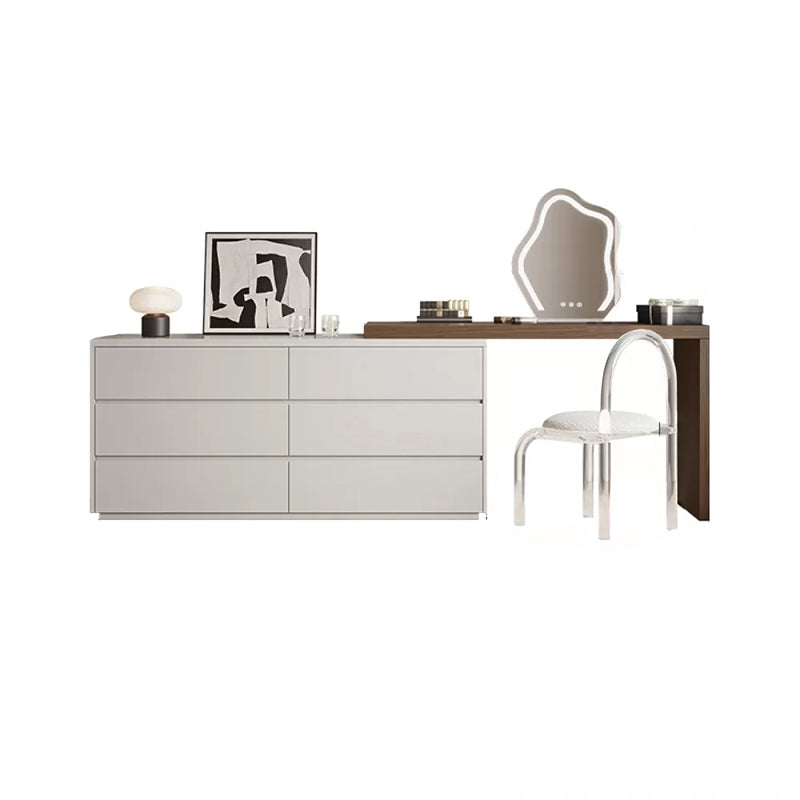 Contemporary With Drawer Solid Wood Mirror White Bedroom Make-up Vanity Makeup Vanity & Chair & Mirror Walnut White Clearhalo 'Bedroom Furniture' 'furn' 'furn_makeup_vanities' 'Furniture' 'Makeup Vanities' 'makeup_vanities' 7533307