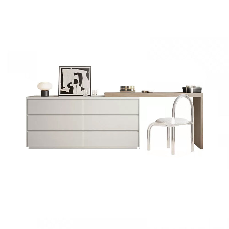 Contemporary With Drawer Solid Wood Mirror White Bedroom Make-up Vanity Makeup Vanity & Chair Natural Wood White Clearhalo 'Bedroom Furniture' 'furn' 'furn_makeup_vanities' 'Furniture' 'Makeup Vanities' 'makeup_vanities' 7533309