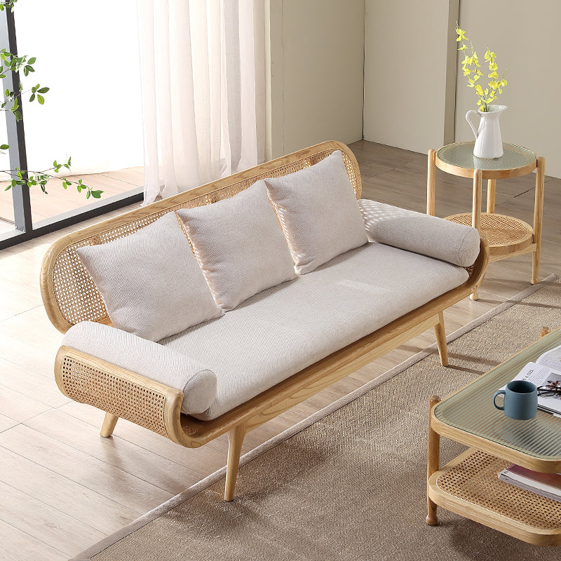 Tropical Corduroy Sofa in Solid Wood Linen Sofa for Living Room