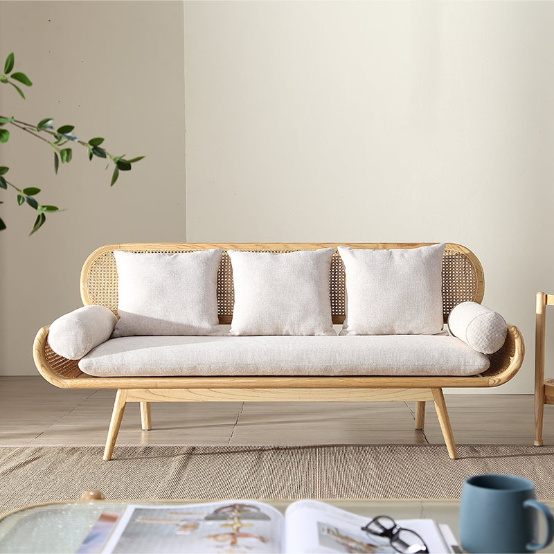 Tropical Corduroy Sofa in Solid Wood Linen Sofa for Living Room