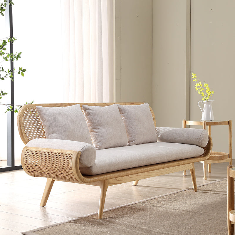 Tropical Corduroy Sofa in Solid Wood Linen Sofa for Living Room