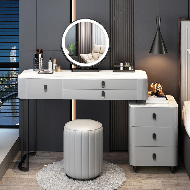 Contemporary Make-up Vanity with 6 Drawers and Stone Top for Bedroom