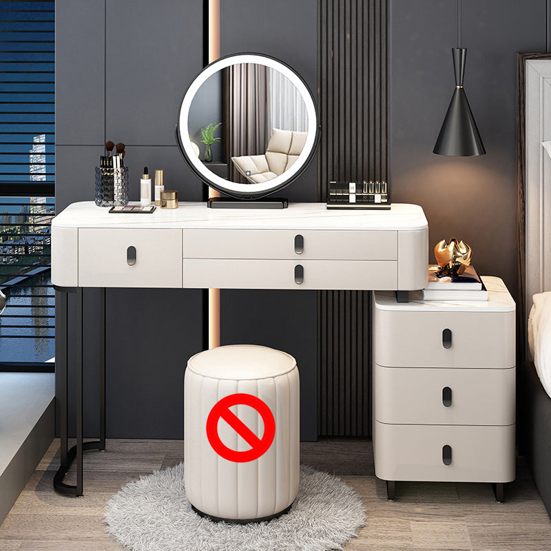 Contemporary Make-up Vanity with 6 Drawers and Stone Top for Bedroom