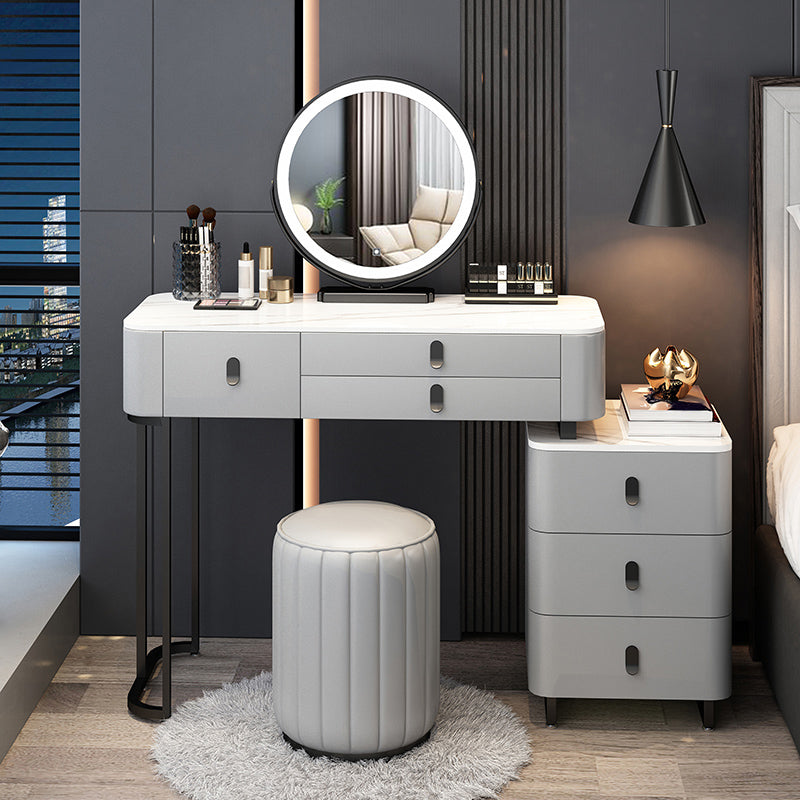 Contemporary Make-up Vanity with 6 Drawers and Stone Top for Bedroom