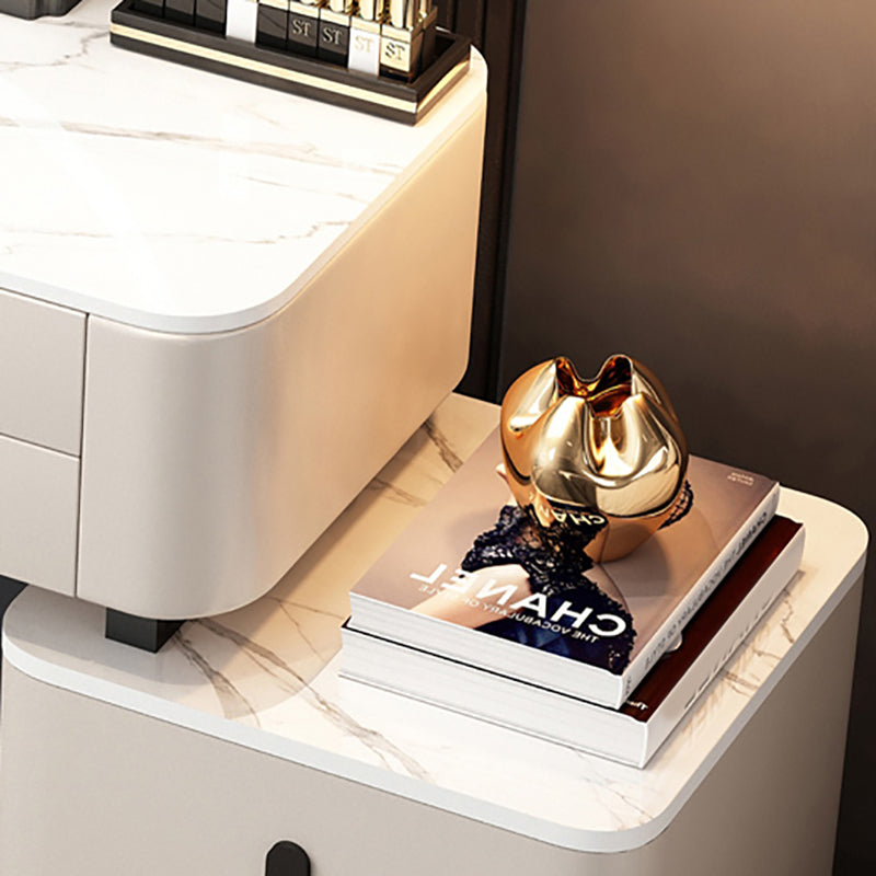 Contemporary Make-up Vanity with 6 Drawers and Stone Top for Bedroom
