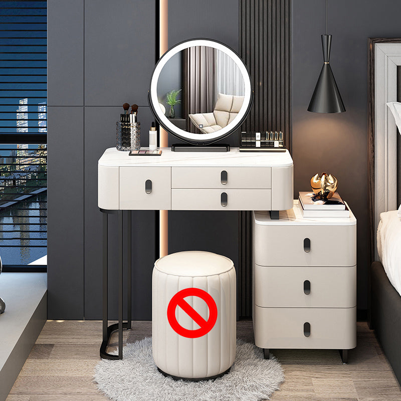 Contemporary Make-up Vanity with 6 Drawers and Stone Top for Bedroom