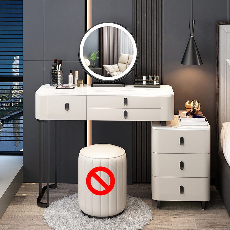 Contemporary Make-up Vanity with 6 Drawers and Stone Top for Bedroom