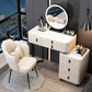 Contemporary Make-up Vanity with 6 Drawers and Stone Top for Bedroom