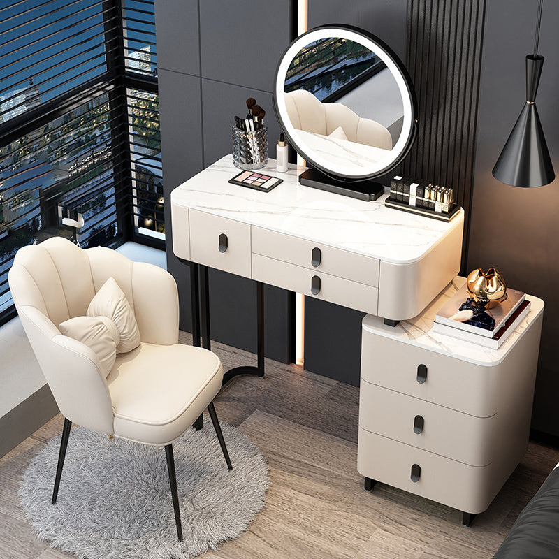 Contemporary Make-up Vanity with 6 Drawers and Stone Top for Bedroom