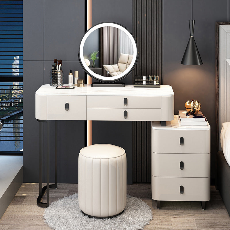 Contemporary Make-up Vanity with 6 Drawers and Stone Top for Bedroom