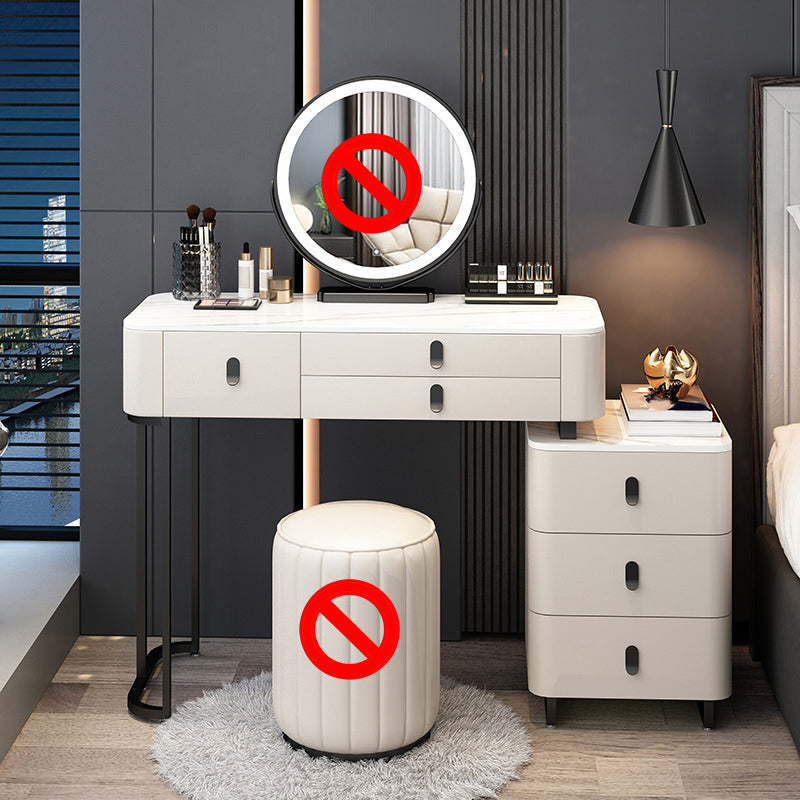 Contemporary Make-up Vanity with 6 Drawers and Stone Top for Bedroom