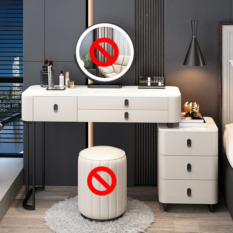 Contemporary Make-up Vanity with 6 Drawers and Stone Top for Bedroom