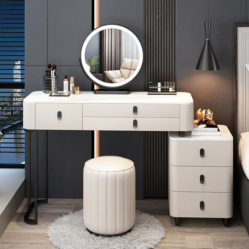 Contemporary Make-up Vanity with 6 Drawers and Stone Top for Bedroom
