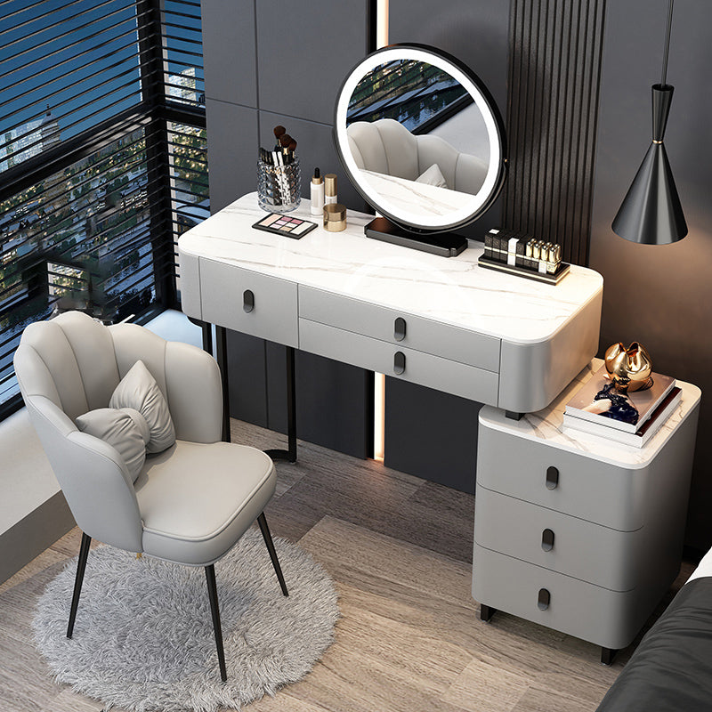 Contemporary Make-up Vanity with 6 Drawers and Stone Top for Bedroom