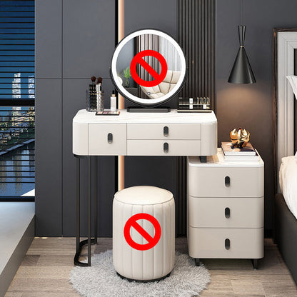 Contemporary Make-up Vanity with 6 Drawers and Stone Top for Bedroom