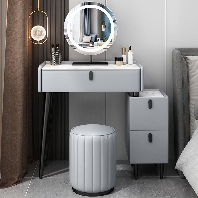 Contemporary Vanity Dressing Table Set with Mirror and Stool