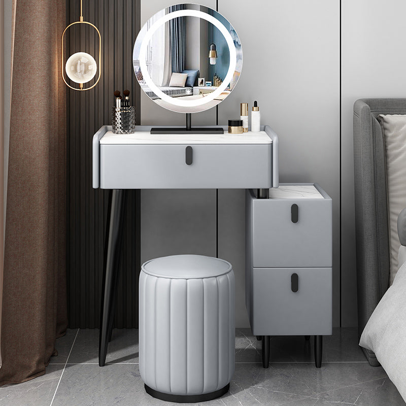 Contemporary Vanity Dressing Table Set with Mirror and Stool