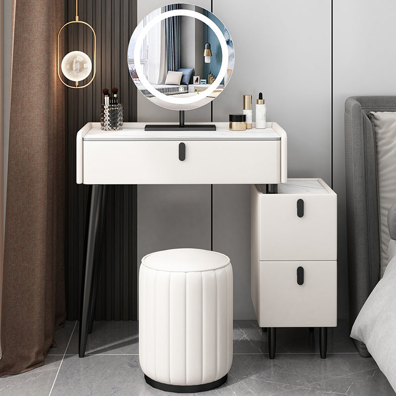 Contemporary Vanity Dressing Table Set with Mirror and Stool