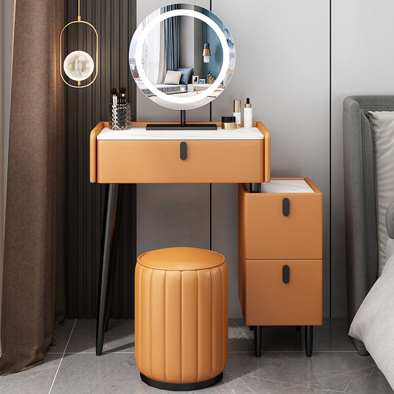 Contemporary Vanity Dressing Table Set with Mirror and Stool