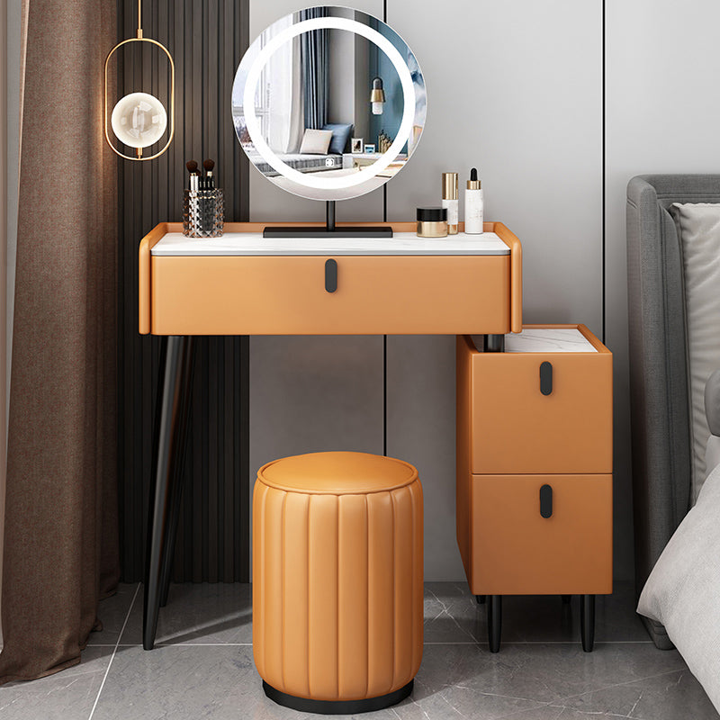 Contemporary Vanity Dressing Table Set with Mirror and Stool