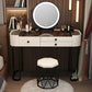 Contemporary Glass Top Make-up Vanity with Drawers in Wooden Frame