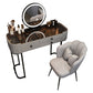 Contemporary Glass Top Make-up Vanity with Drawers in Wooden Frame