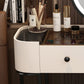 Contemporary Glass Top Make-up Vanity with Drawers in Wooden Frame