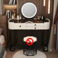 Contemporary Glass Top Make-up Vanity with Drawers in Wooden Frame