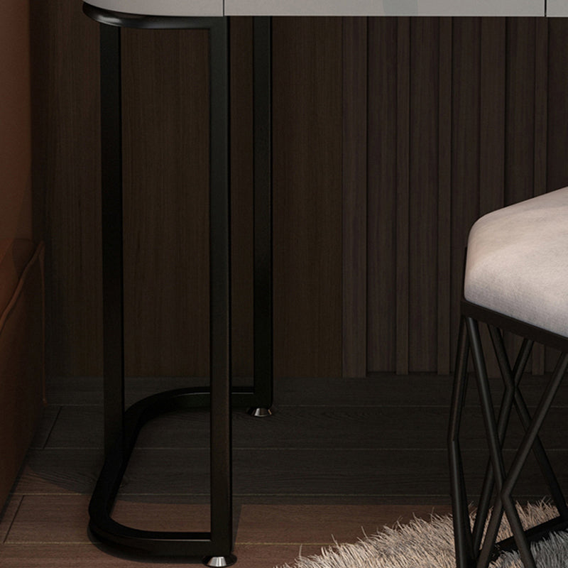 Contemporary Glass Top Make-up Vanity with Drawers in Wooden Frame