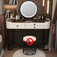 Contemporary Glass Top Make-up Vanity with Drawers in Wooden Frame