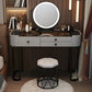 Contemporary Glass Top Make-up Vanity with Drawers in Wooden Frame