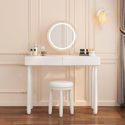 Contemporary White Wooden Vanity Dressing Table with 2 Drawers