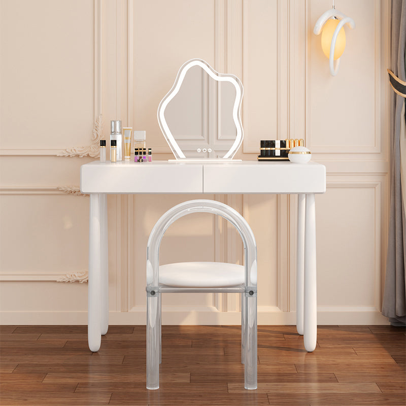 Contemporary White Wooden Vanity Dressing Table with 2 Drawers