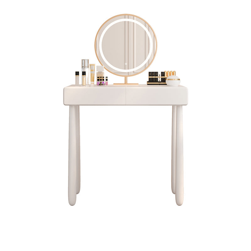Contemporary White Wooden Vanity Dressing Table with 2 Drawers