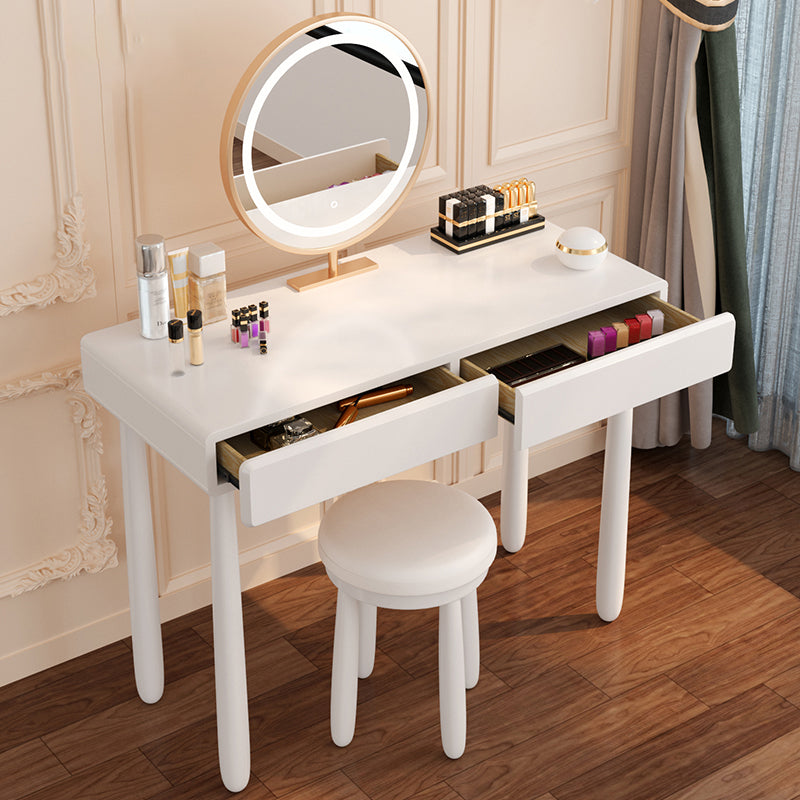 Contemporary White Wooden Vanity Dressing Table with 2 Drawers
