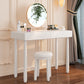 Contemporary White Wooden Vanity Dressing Table with 2 Drawers