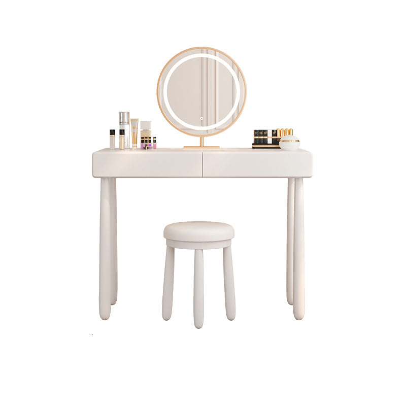 Contemporary White Wooden Vanity Dressing Table with 2 Drawers