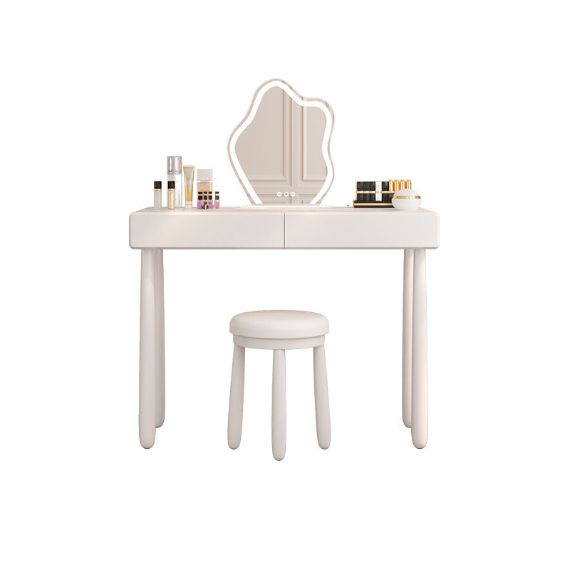 Contemporary White Wooden Vanity Dressing Table with 2 Drawers