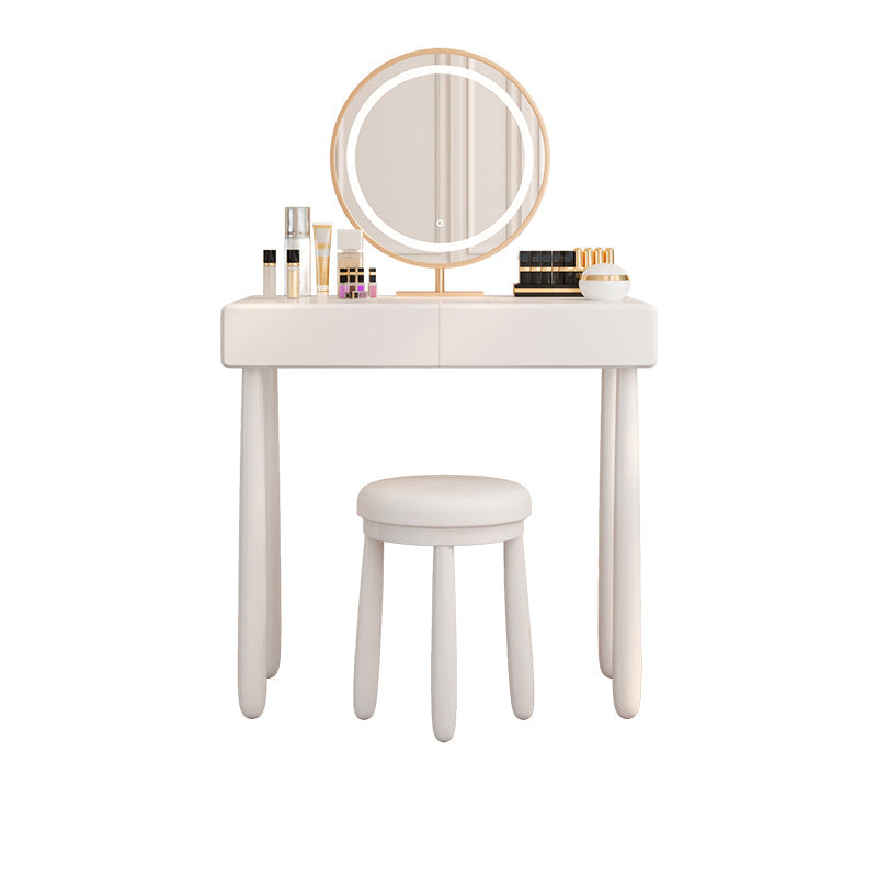 Contemporary White Wooden Vanity Dressing Table with 2 Drawers