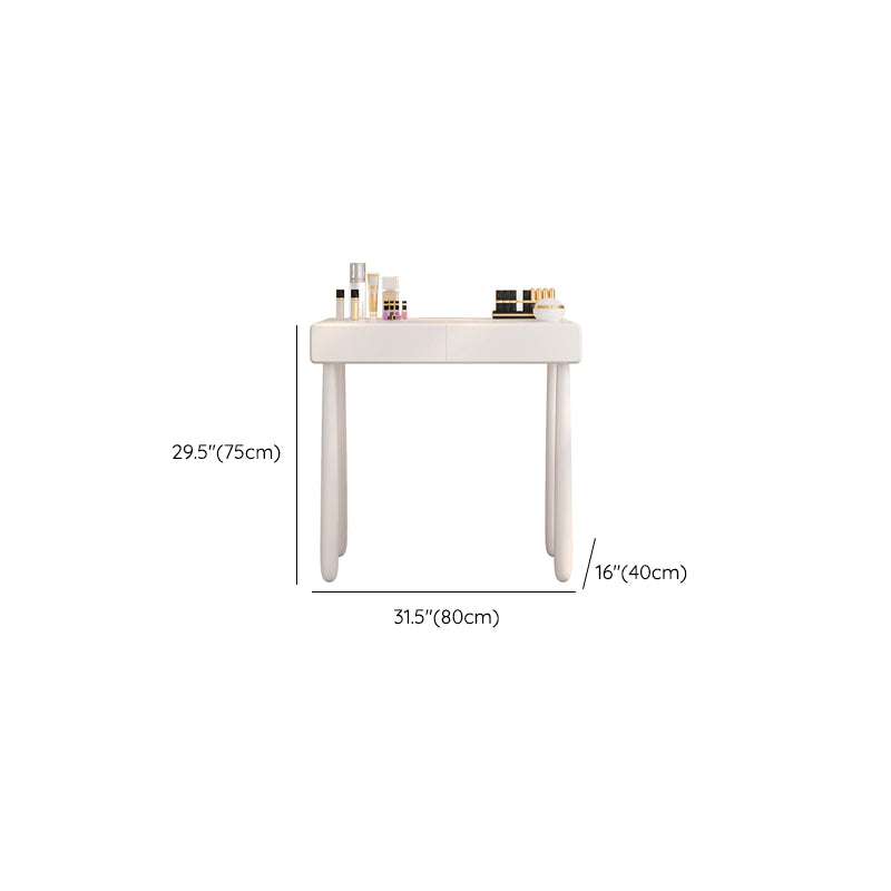 Contemporary White Wooden Vanity Dressing Table with 2 Drawers