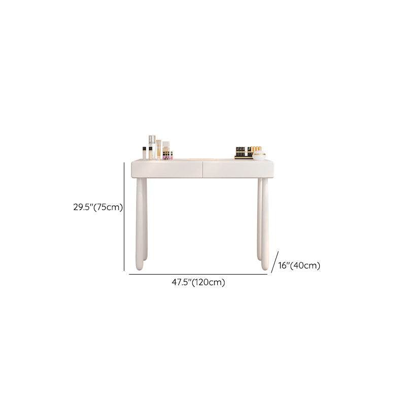 Contemporary White Wooden Vanity Dressing Table with 2 Drawers
