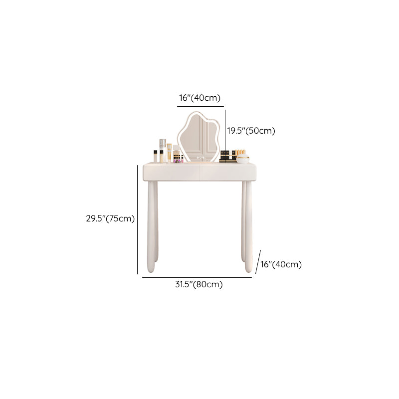 Contemporary White Wooden Vanity Dressing Table with 2 Drawers