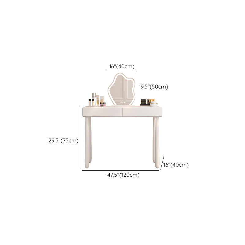 Contemporary White Wooden Vanity Dressing Table with 2 Drawers