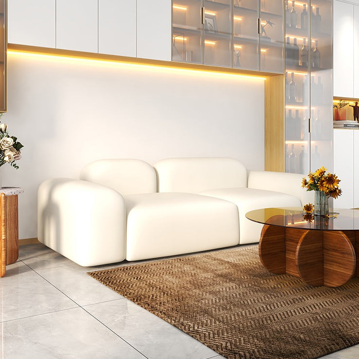 Scandinavian Sofa Fabric White Cushions Standard Square Arm Living Room Seating Clearhalo 'furn' 'furn_sofas' 'Furniture' 'Living Room Furniture' 'Sofa' 'sofas' 7533724