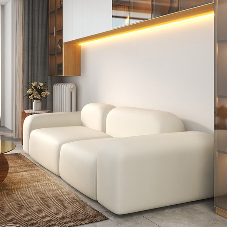 Scandinavian Sofa Fabric White Cushions Standard Square Arm Living Room Seating Clearhalo 'furn' 'furn_sofas' 'Furniture' 'Living Room Furniture' 'Sofa' 'sofas' 7533726